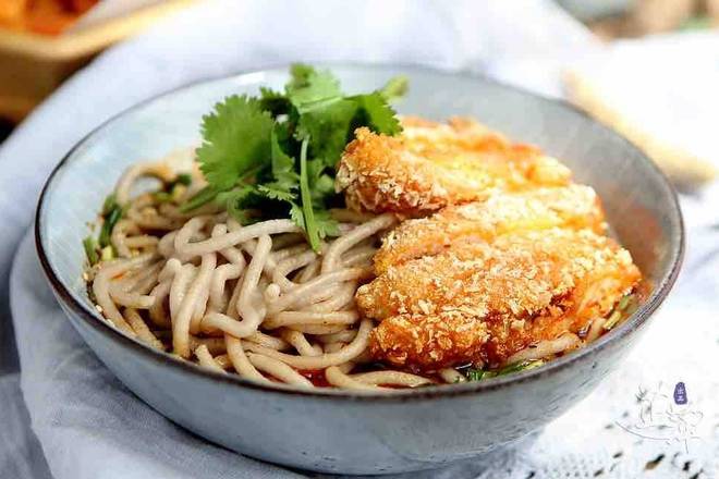 Fried Chicken Udon Noodle Soup