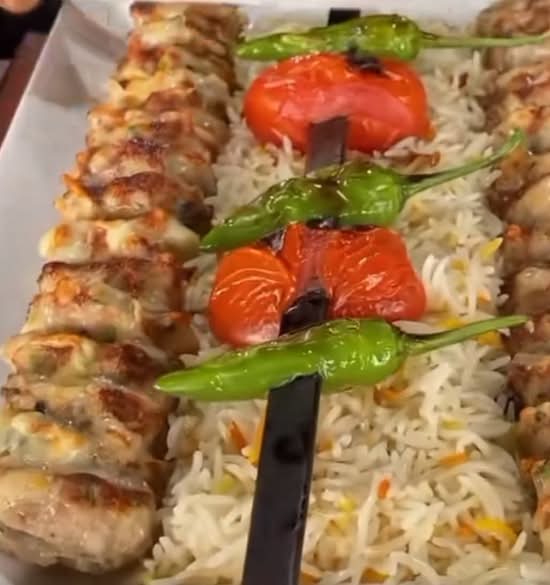 Chicken kebab with  rice