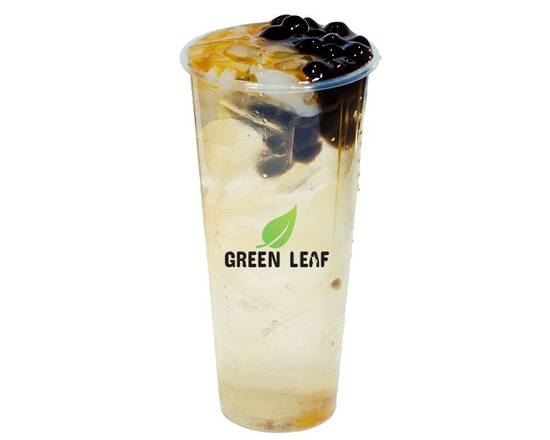 Passion Fruit Green Tea with Pearls and Lychee Jelly
