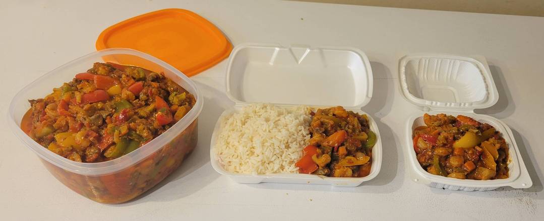 White Rice with stir fry small tray