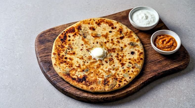Aloo Paratha with Dahi , Achaar and Butter