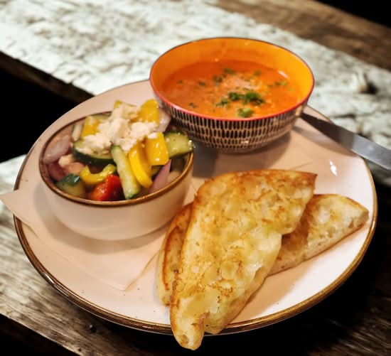 Soup, House Salad and Garlic Bread
