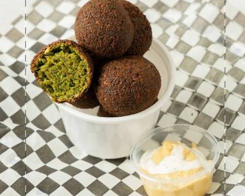 Falafel Balls (5 pcs) and Hummus Dip or Tzatziki Dip