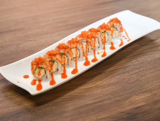 Vegan Salmon on Fire Roll