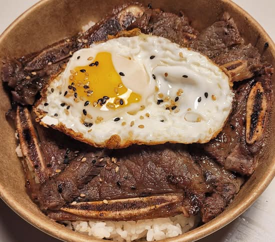 Beef ribs rice bowl/Bol de cote de boeuf