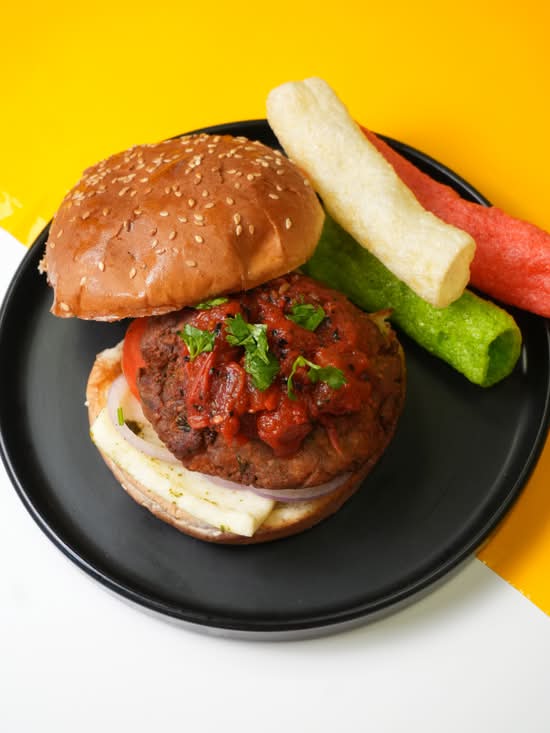 Paneer Tikki Burger (No Onion and Garlic Option Available)