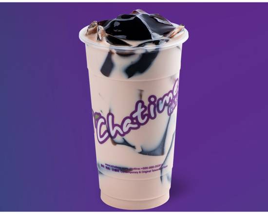 Grass Jelly Milk Tea