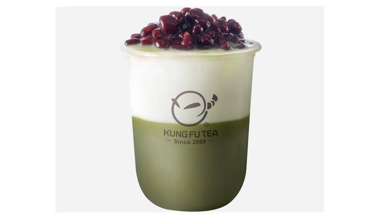 Matcha Milk Tea with Red Bean