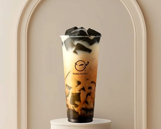 Grass Jelly Black Milk Tea