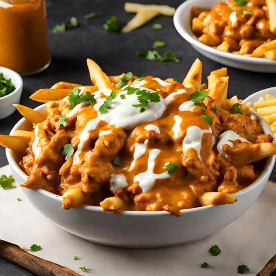 Butter chicken poutine