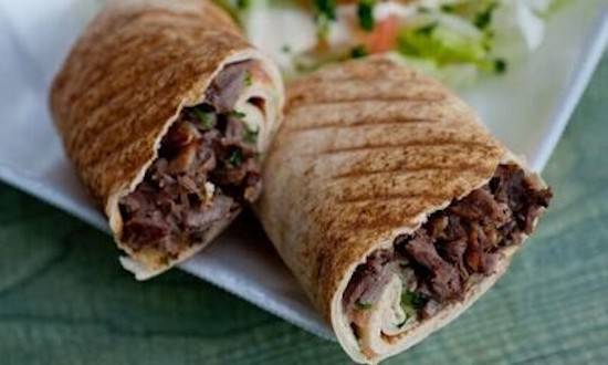 Charcoal Veal & Lamb Shawarma Wrap Pita Bread
