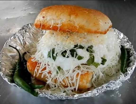 cheesy Schezwan Vada Pav  with Amul cheese