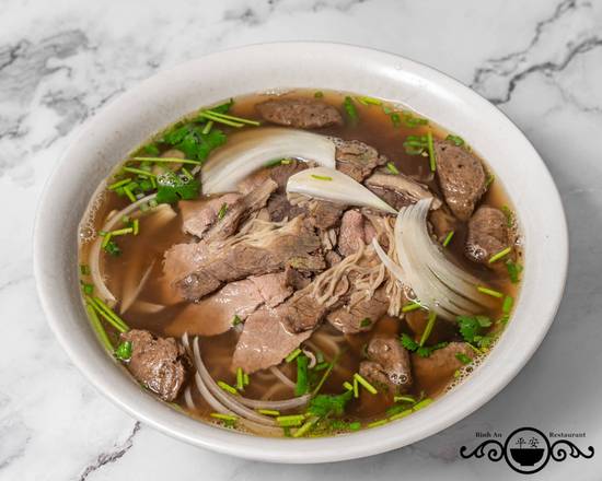 97. Medium Rare Beef Rice Noodle Pho Soup