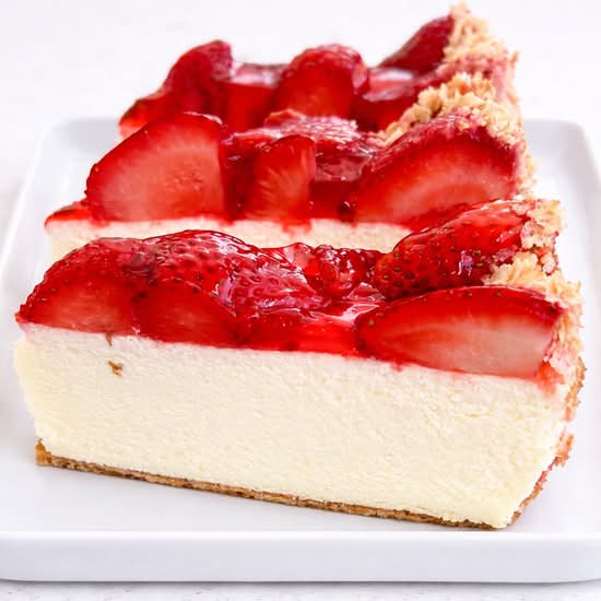 Morceau Gâteau Fromage et Fraises 🧀 🍓