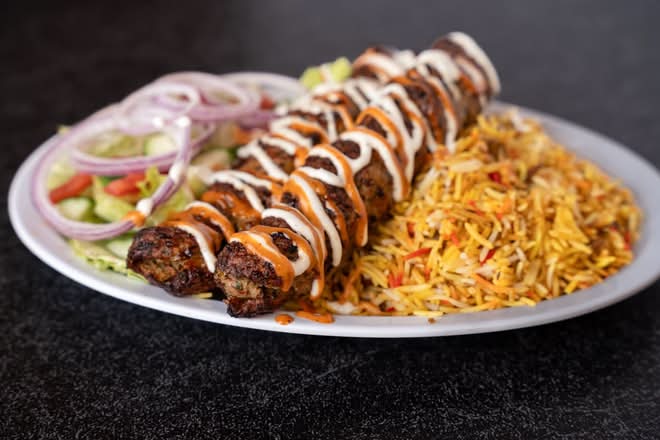 Smoky Sizzle Seekh Kabab with Rice