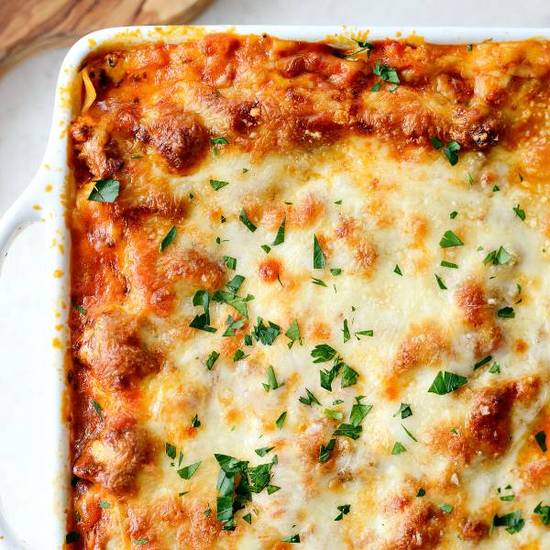 Baked Beef Lasagna With Marinara Sauce