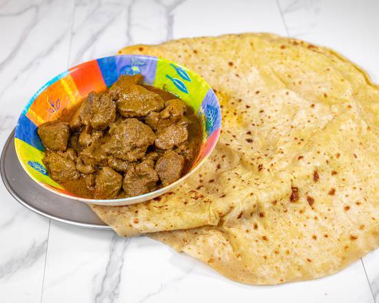 Boneless Curry Goat Roti (Large roti)