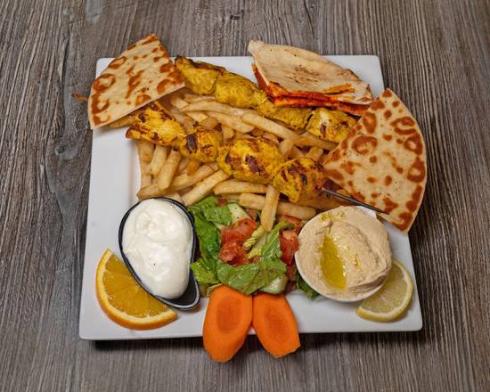 Grilled Souvlaki Chicken with Fries
