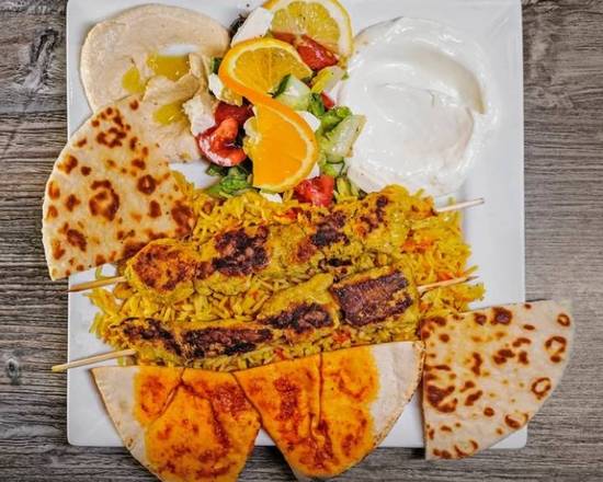 Chicken Souvlaki with Smoked Rice