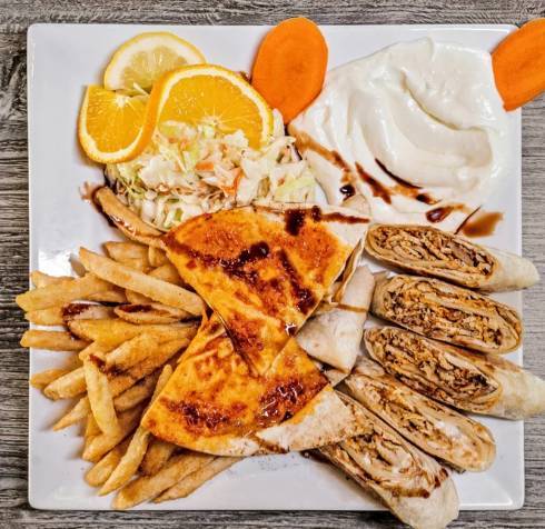 Sliced Shawarma Wrap Plate with Fries