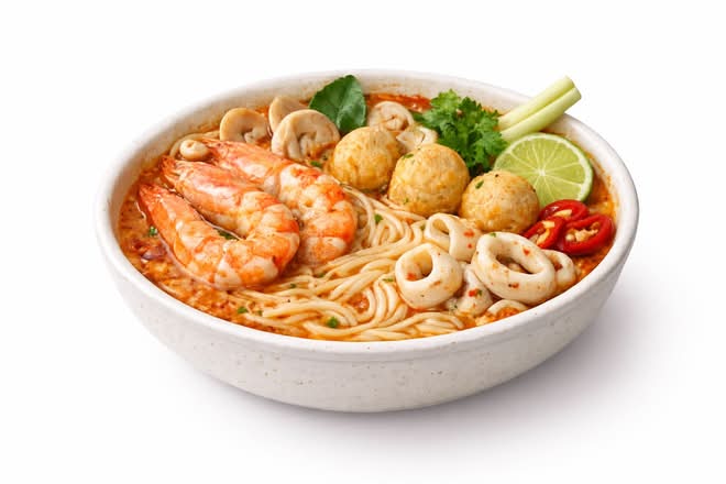 Ton Yum Seafood Noodle Bowl  (Soup or Dry)