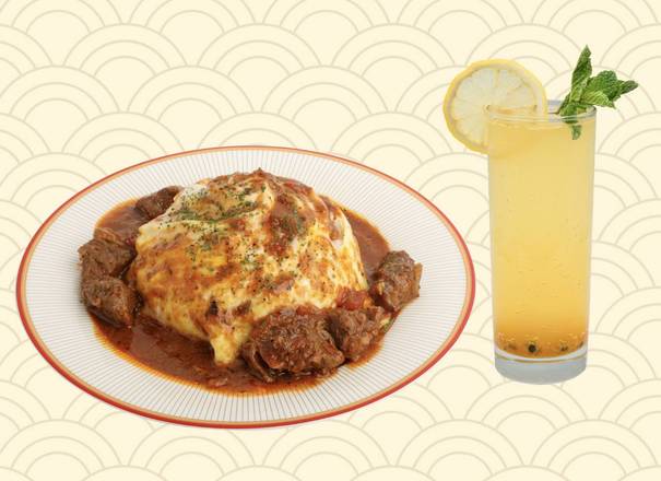 Omelette Rice w/ Tomato Beef Combo