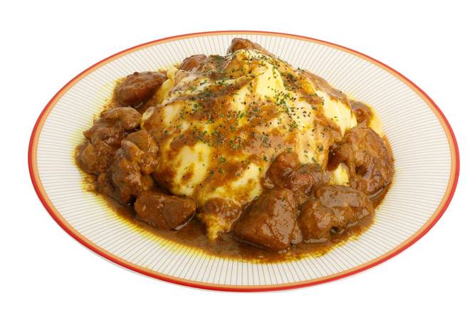 Omelette Rice With Curry Chicken