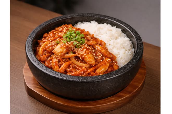 Spicy Squid on Rice