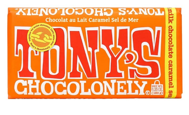 Tonys Chocolonely 32%25 Milk Chocolate Caramel Sea Salt Bar 180g