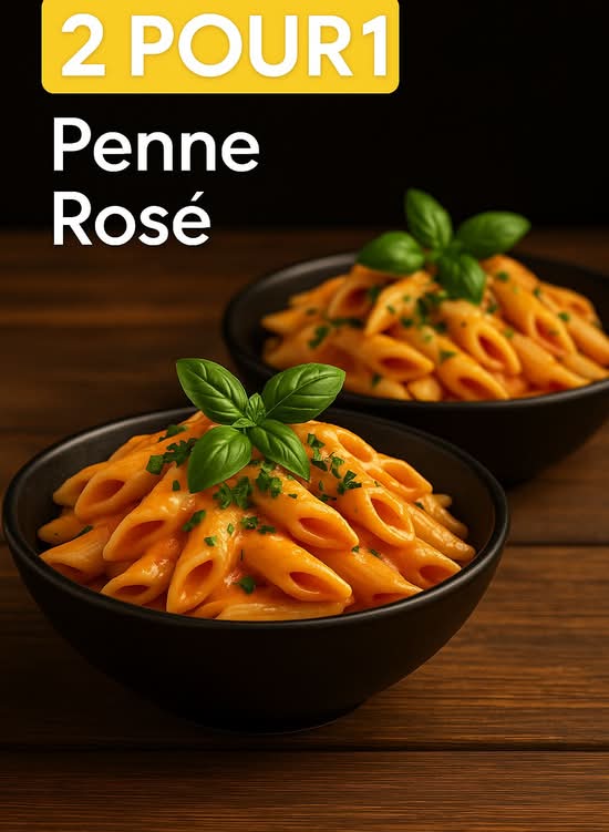 2 pour 1 : PÂTES PENNE à la SAUCE ROSÉE ONCTUEUSE