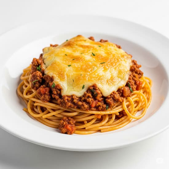 Spaghetti Gratiné À La Sauce Bolognaise / Spaghetti Gratin Bolognese Sauce