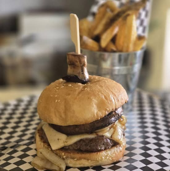 Portobello Mushroom & Beef Hamburger with Fresh Cut Fries