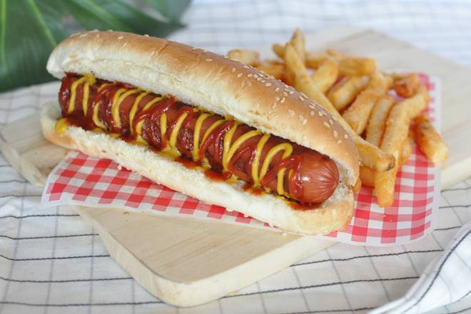Jumbo Hot Dog with fries