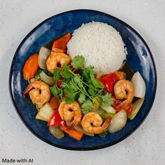 S422. Stir Fried Shrimp with Vegetable / Tôm Xào Rau Cải