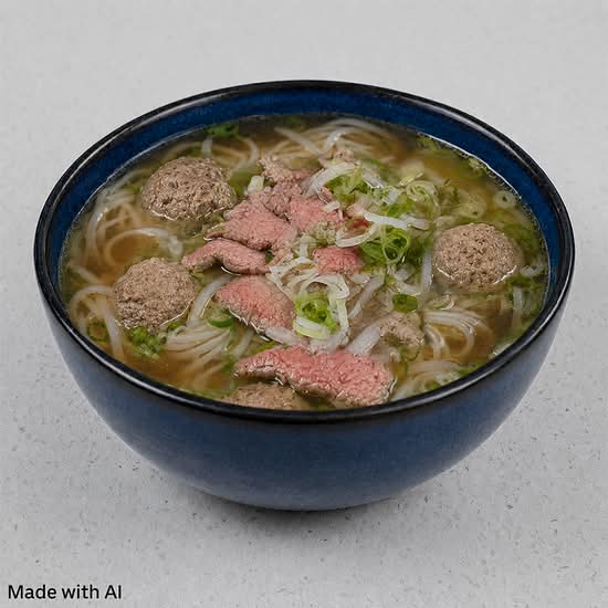 206. Rare Beef & Beef Balls Rice Noodle Soup / Phở Tái Bò Viên