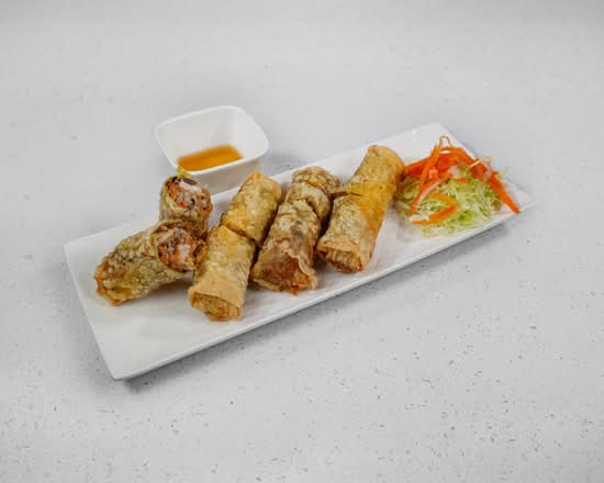 506. 2 Spring Rolls, Minced Shrimp on Sugar Cane & Pork Sausage / Bún Chả Giò, Chạo Tôm, Nem Nướng