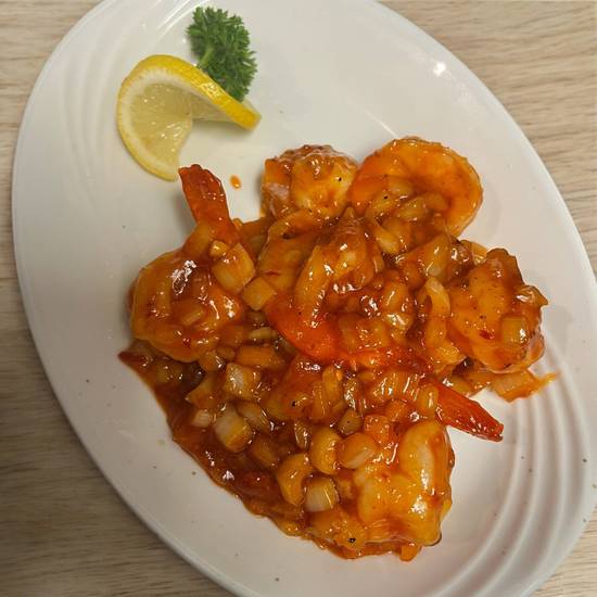 Crevettes avec sauce au homard / Shrimp in lobster sauce