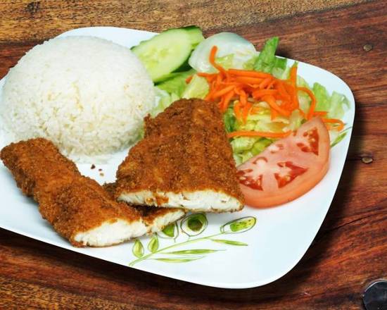 710. Fried Cod Fish Steak with choose 1 of 2