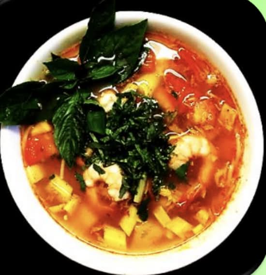 58. Sour Spicy Shrimp Soup (Rice or Noodle) (Canh Chua Tôm)