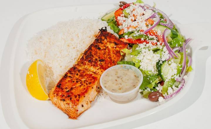 Salmon 6oz with rice and Salad