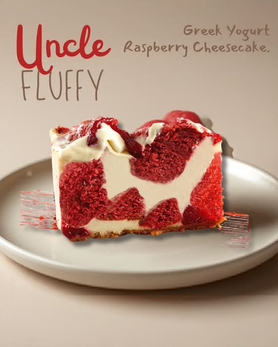 Raspberry Greek yogurt Cheesecake slice
