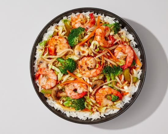 Teppanyaki aux crevettes avec riz