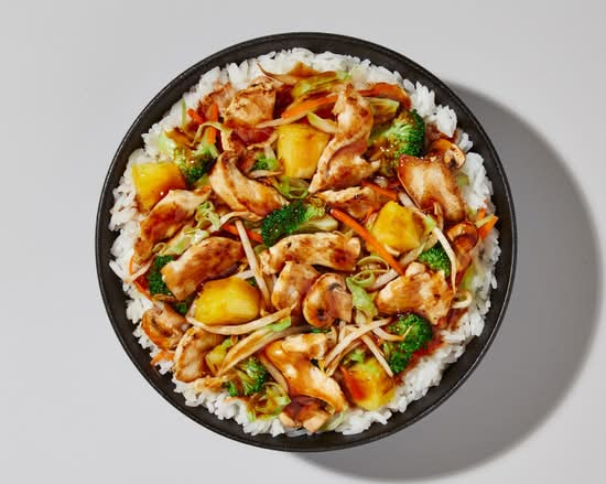 Poulet Teppanyaki à l'ananas avec riz