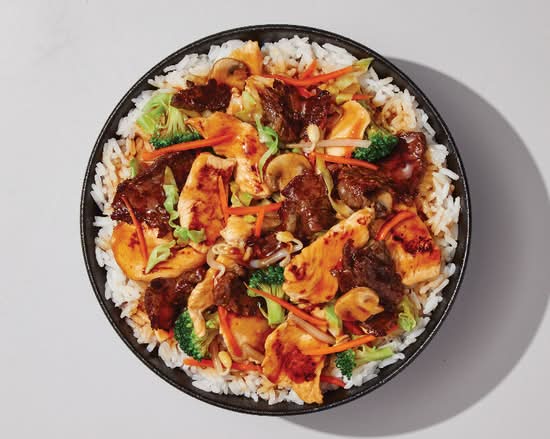 Teppanyaki au poulet et au bœuf avec riz