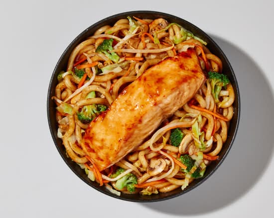 Saumon Teppanyaki avec nouilles
