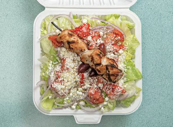 Greek Salad and Chicken Stick Salad