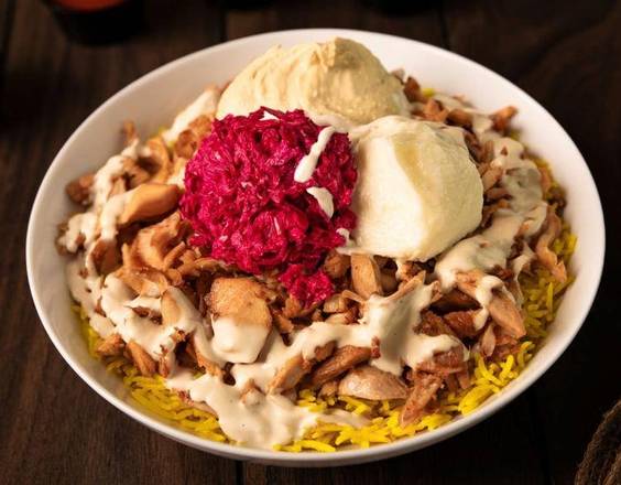 Beef and chicken rice bowl