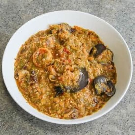 Seafood Okro (Soupe Okra Aux Fruits De Mer) with Poundo