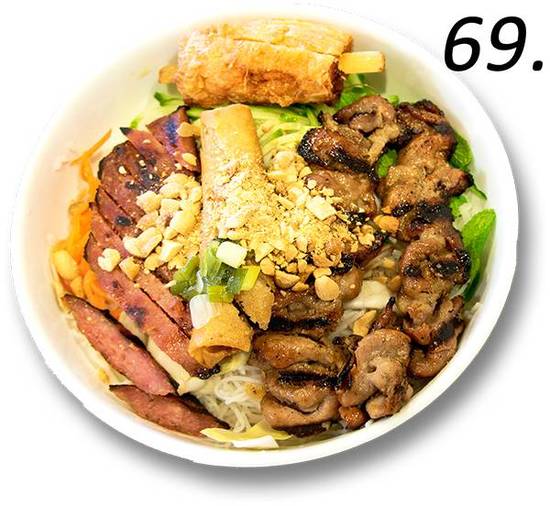 69- Vermicelli Spring Roll, Grilled Pork, Minced Shrimp & Spiced Pork (Bowl)