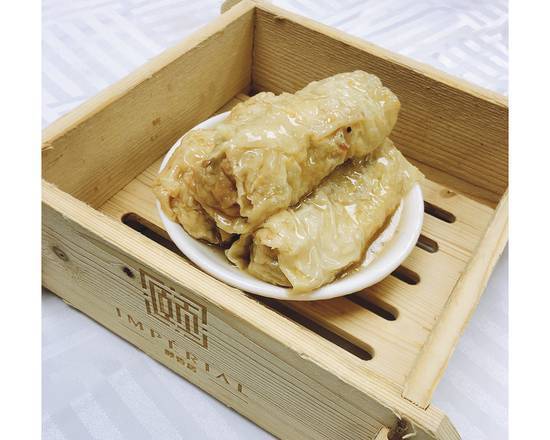 107-Porc haché et légumes enveloppés dans feuilles de tofu 腐皮鮮竹卷